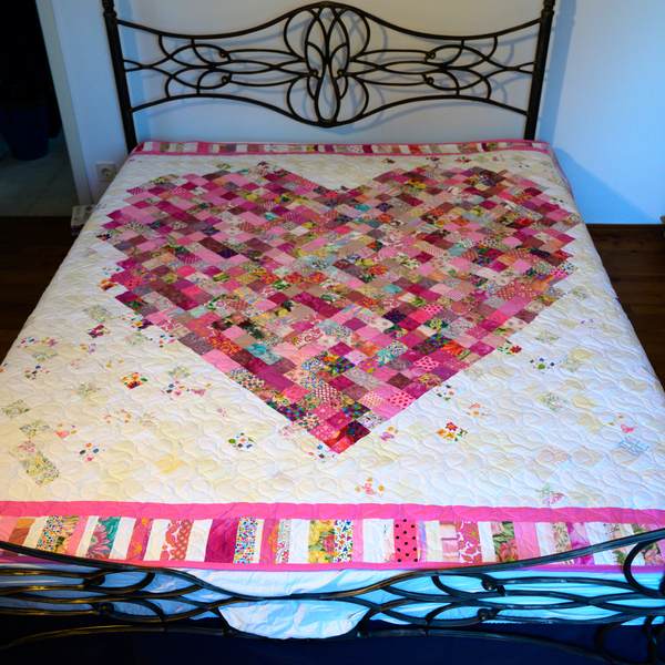 Herz Patchwork Decke