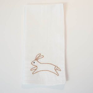 besticktes Taschentuch mit Laufhase