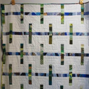 Kassenbon-Quilt in blau und grün