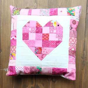 Patchworkkissen - Herz in Pink