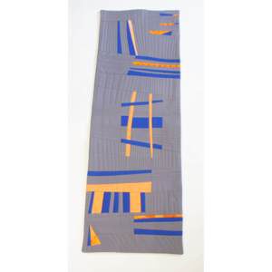Matchstick I Textilbild in grau, blau und orange