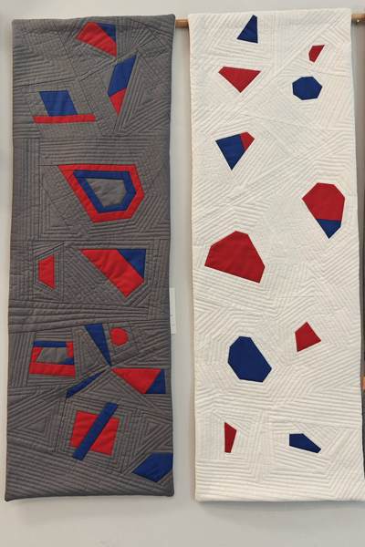 Matchstick-Serie - Textilbilder in rot und blau