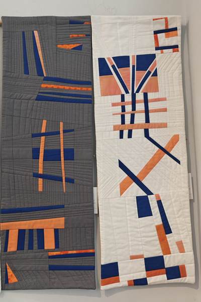 Matchstick-Serie - Textilbilder in orange und blau