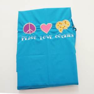 Peace - Love - Cookies bestickte Schürze in türkis