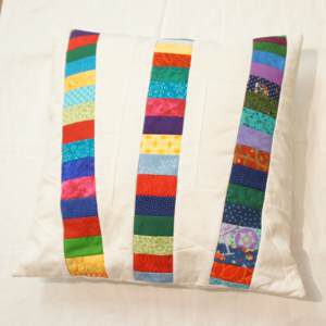 Rainbow Stripe Patchwork Kissen