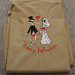Happy Halloween Schürze in beige mit Stickerei