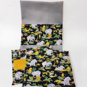 Geschenkset - 2 Topflappen & Geschirrtuch mit Elefanten