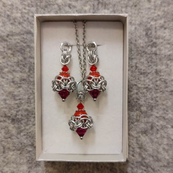 Set ChainMaille Schmuck - Ohrringe mit Halskette