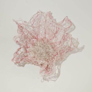 Teelichthalter aus Faden in rosa