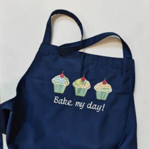 Schürze - Bake my day! in dunkelblau